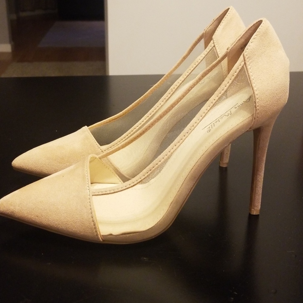 Nude sheer panel heels